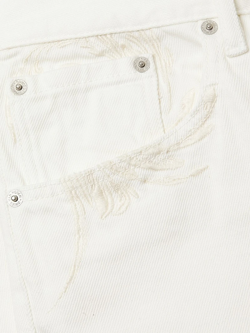 Embroidered Five-Pocket Jeans