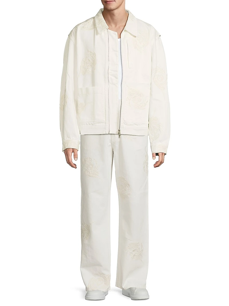 Embroidered Five-Pocket Jeans