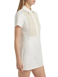Sabrina Linen-Blend Floral-Embellished Mini Shirtdress