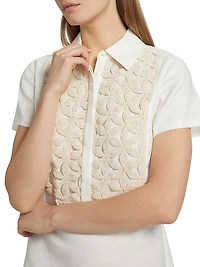 Sabrina Linen-Blend Floral-Embellished Mini Shirtdress