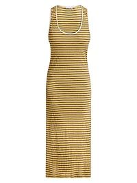 Everest Striped U-Neck Knit Midi-Dress