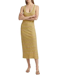 Everest Striped U-Neck Knit Midi-Dress