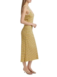 Everest Striped U-Neck Knit Midi-Dress