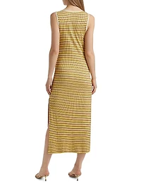 Everest Striped U-Neck Knit Midi-Dress