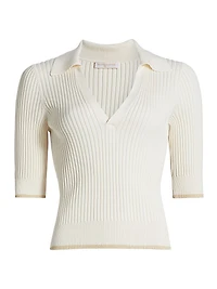 Kelly Deep V Rib-Knit Top