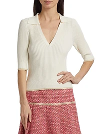 Kelly Deep V Rib-Knit Top