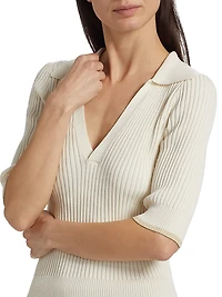 Kelly Deep V Rib-Knit Top