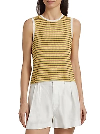 Elyse Striped Crewneck Sleeveless Top