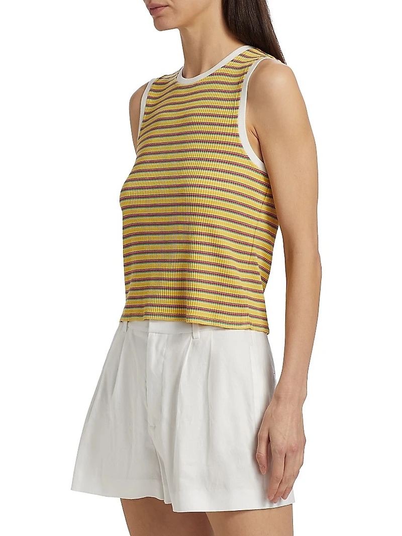 Elyse Striped Crewneck Sleeveless Top