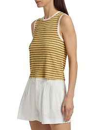 Elyse Striped Crewneck Sleeveless Top