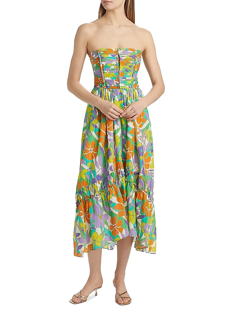 Murphy Floral Strapless Midi-Dress