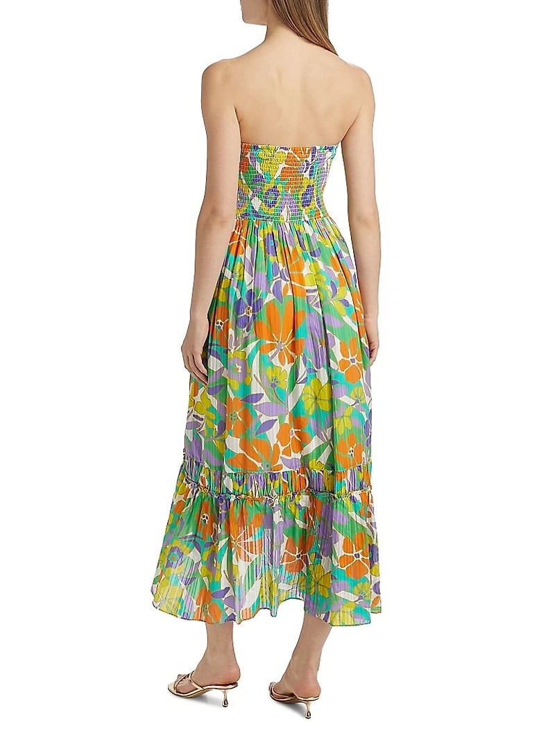 Murphy Floral Strapless Midi-Dress