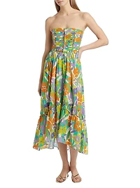 Murphy Floral Strapless Midi-Dress