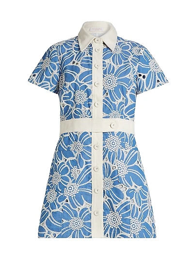 Shannon Embroidered Mini-Shirtdress