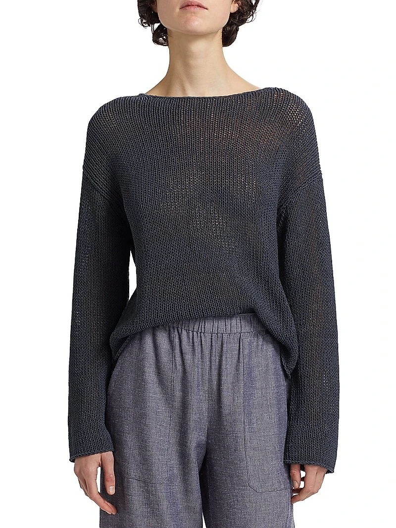Coated Stretch-Cotton Knit Sweater