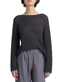 Coated Stretch-Cotton Knit Sweater