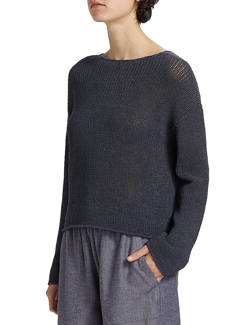 Coated Stretch-Cotton Knit Sweater