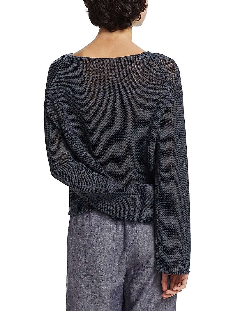 Coated Stretch-Cotton Knit Sweater