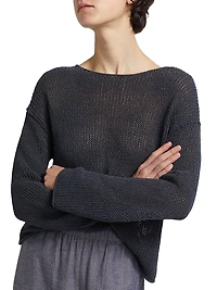 Coated Stretch-Cotton Knit Sweater