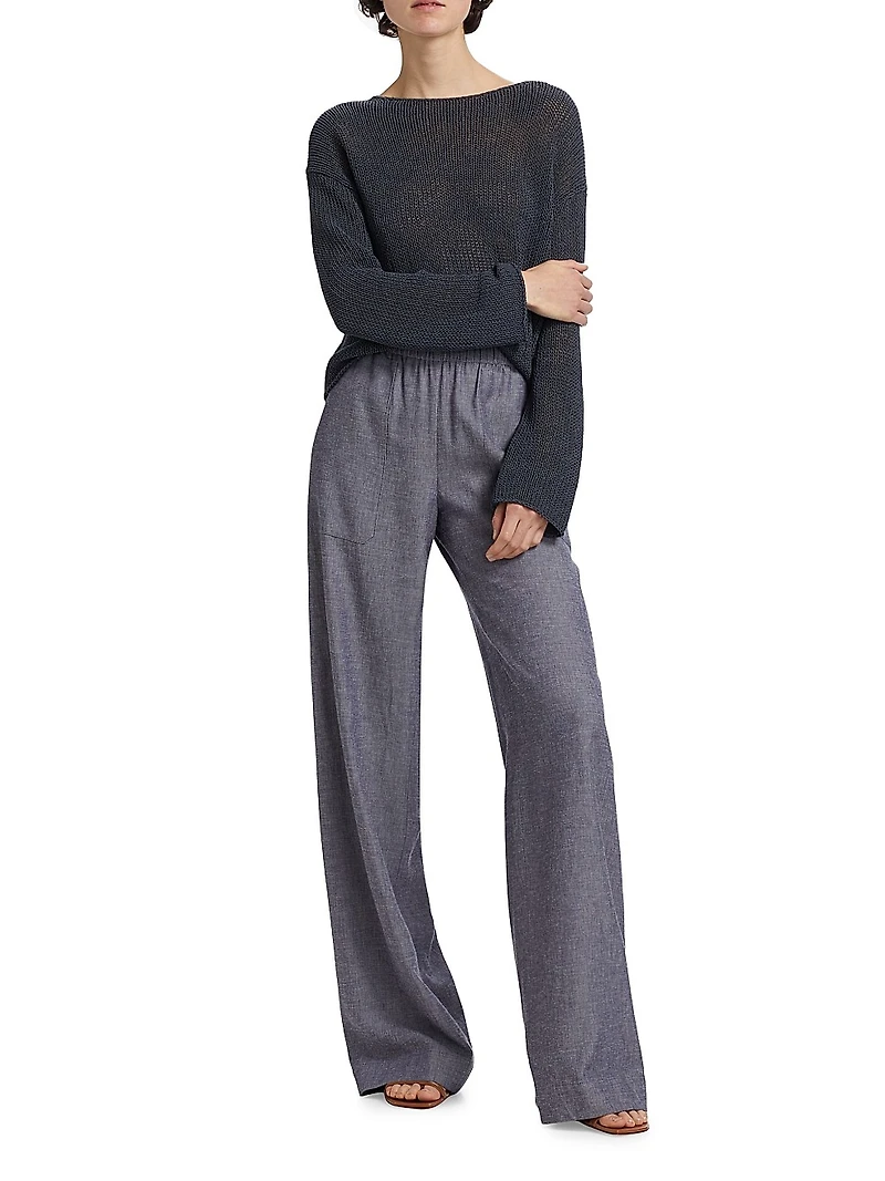 Coated Stretch-Cotton Knit Sweater