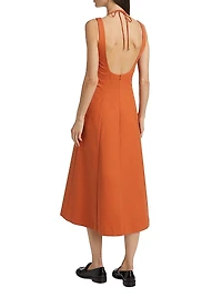 Stretch-Cotton Seamed Tank Midi-Dress