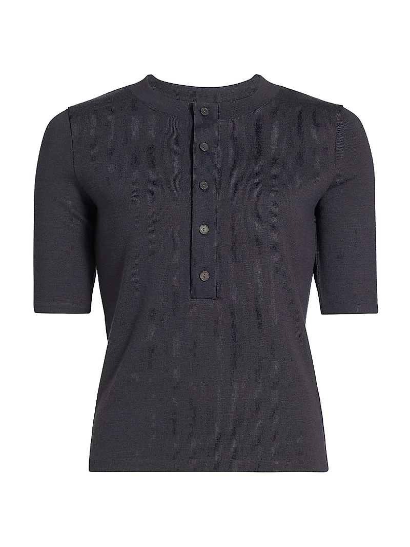 Three-Quarter-Sleeve Henley Top