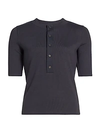 Three-Quarter-Sleeve Henley Top