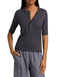 Three-Quarter-Sleeve Henley Top