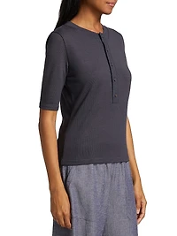 Three-Quarter-Sleeve Henley Top