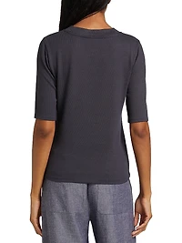 Three-Quarter-Sleeve Henley Top
