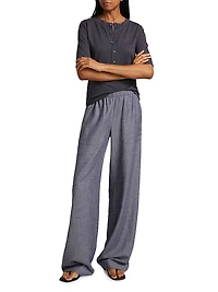 Three-Quarter-Sleeve Henley Top