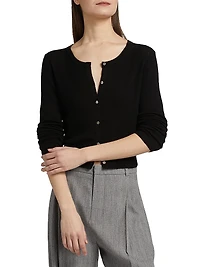 Round Neck Cashmere-Silk Cardigan