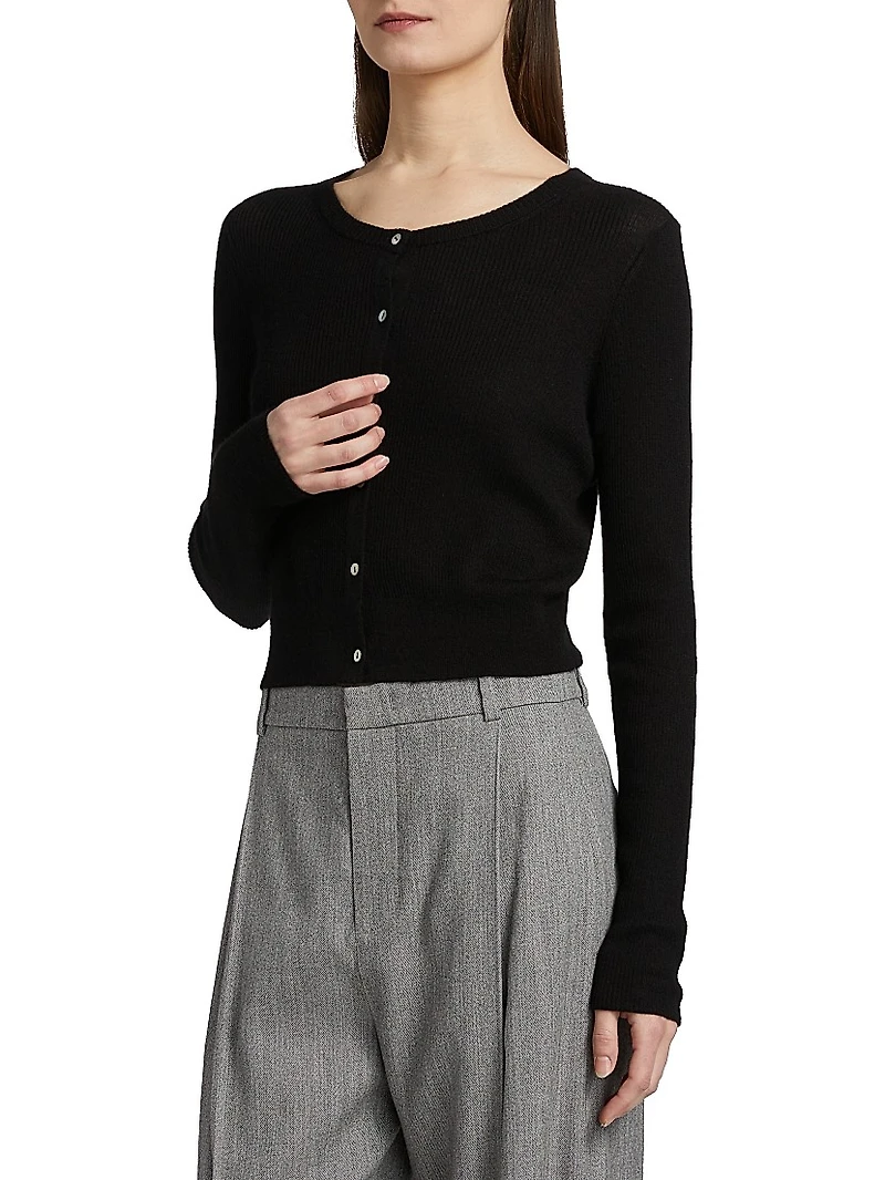 Round Neck Cashmere-Silk Cardigan