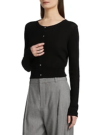 Round Neck Cashmere-Silk Cardigan