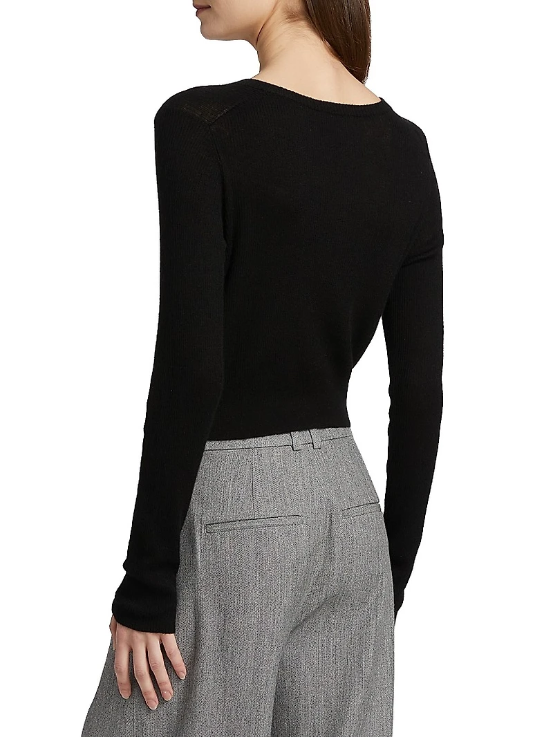 Round Neck Cashmere-Silk Cardigan