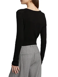 Round Neck Cashmere-Silk Cardigan