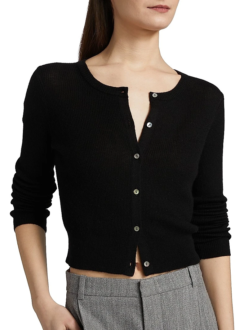 Round Neck Cashmere-Silk Cardigan