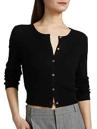 Round Neck Cashmere-Silk Cardigan