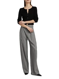 Round Neck Cashmere-Silk Cardigan