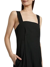 Linen-Blend Square Neck Tank Midi-Dress