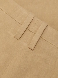 Stretch Linen Mid-Rise Crop Flare Trousers