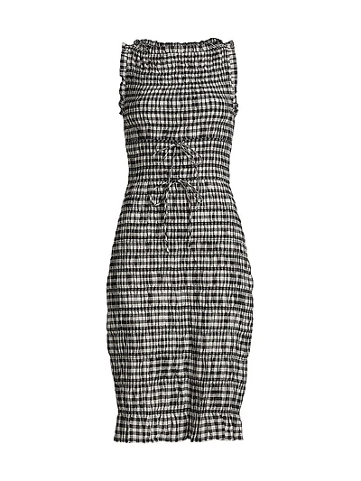 Rosella Smocked Plaid Knee-Length Dress