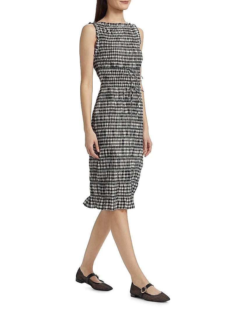 Rosella Smocked Plaid Knee-Length Dress