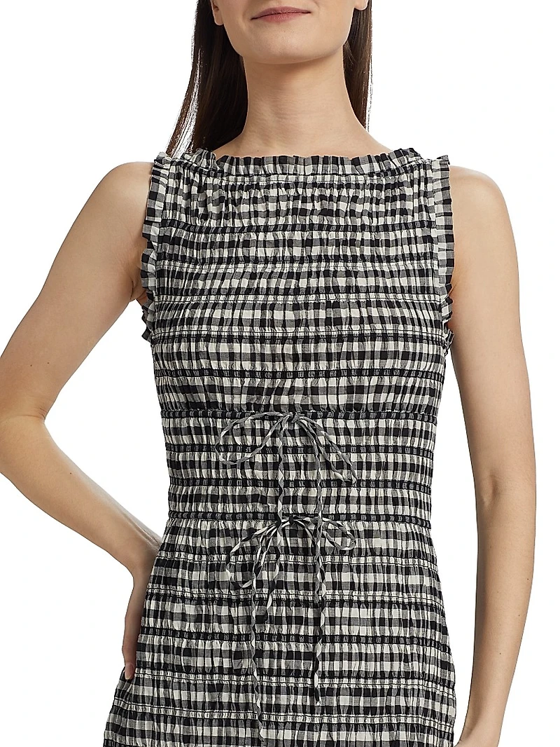 Rosella Smocked Plaid Knee-Length Dress