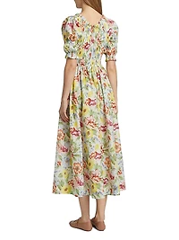 Ischia Floral Smocked Midi-Dress