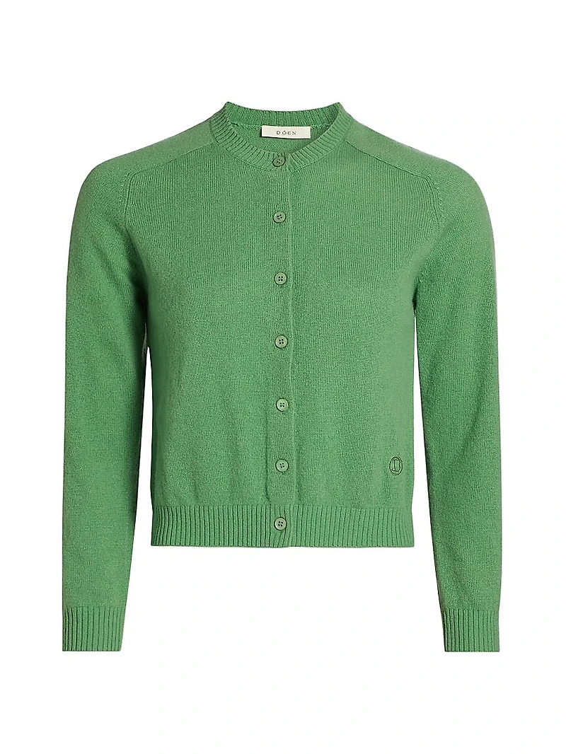 Claudine Cashmere Crewneck Button-Front Cardigan