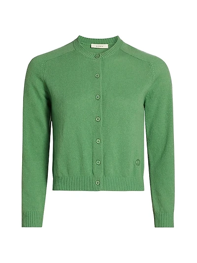Claudine Cashmere Crewneck Button-Front Cardigan