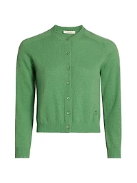 Claudine Cashmere Crewneck Button-Front Cardigan