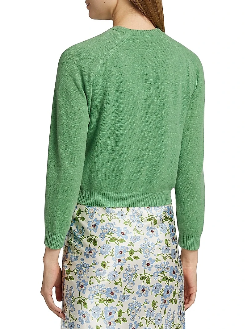 Claudine Cashmere Crewneck Button-Front Cardigan