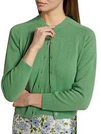 Claudine Cashmere Crewneck Button-Front Cardigan